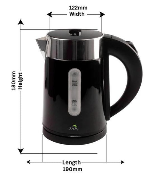 0.6L Stainless Steel Electric Kettle Black