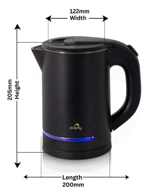 0.8L Electric Kettle Matt Black With Light Design