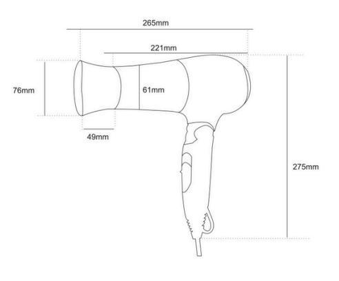 1800W Foldable Black Hair Dryer