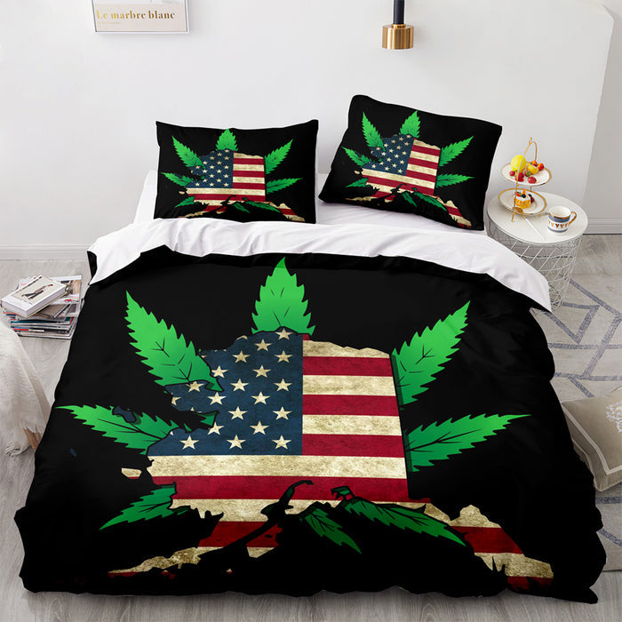 420 weed plant 3 Piece Comforter Bedding Sets Duvet Cover Bed Sheets - EBuycos