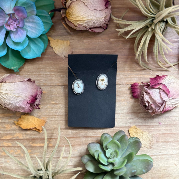 48 - Sterling Silver Dry Creek Turquoise Stud Earrings by Jason Ogg