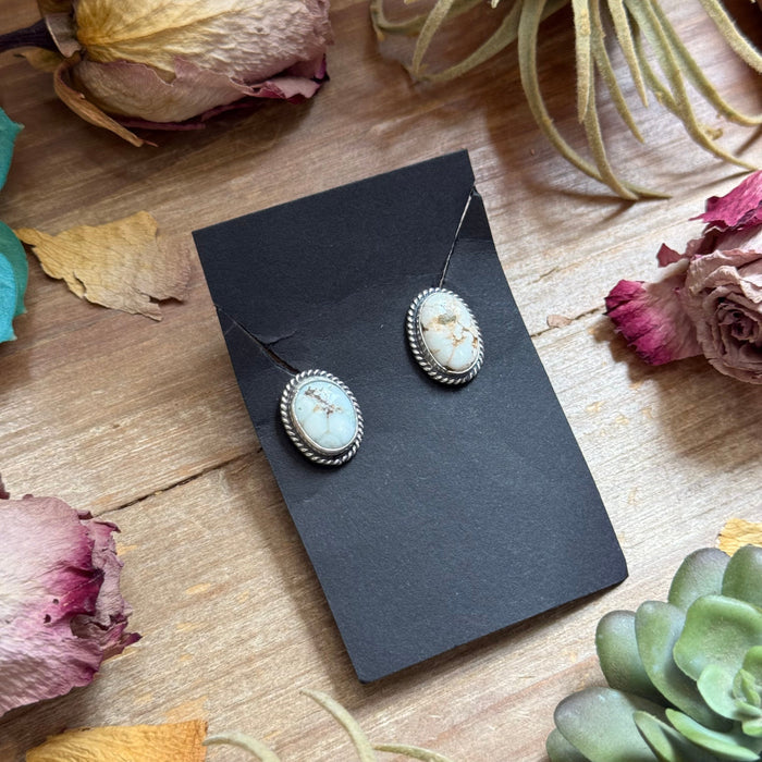 48 - Sterling Silver Dry Creek Turquoise Stud Earrings by Jason Ogg