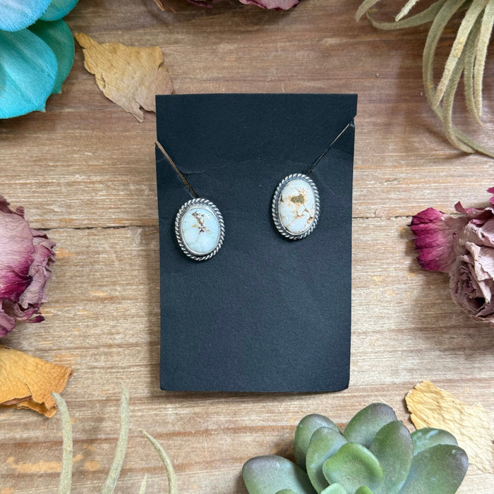 48 - Sterling Silver Dry Creek Turquoise Stud Earrings by Jason Ogg