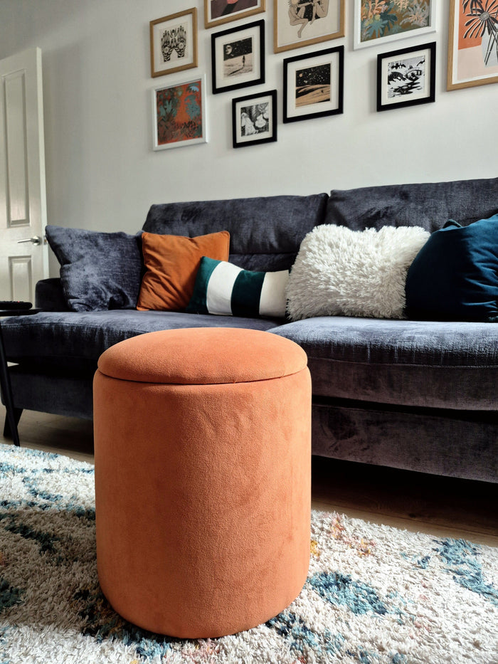 Abigail Storage Pouffe/Footstool - Burnt Orange