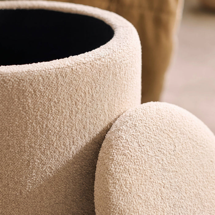 Abigail Storage Pouffe/Footstool - Light Beige Boucle - Laura James