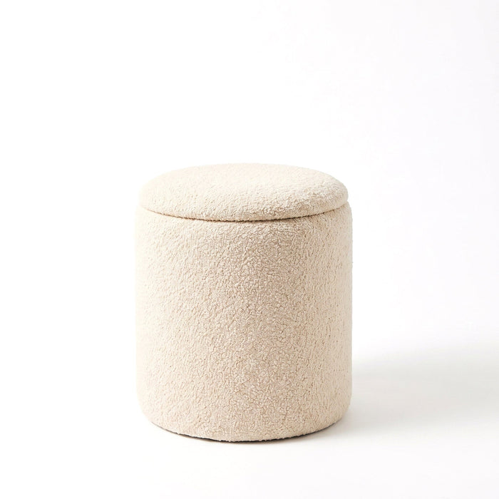 Abigail Storage Pouffe/Footstool - Light Beige Boucle - Laura James