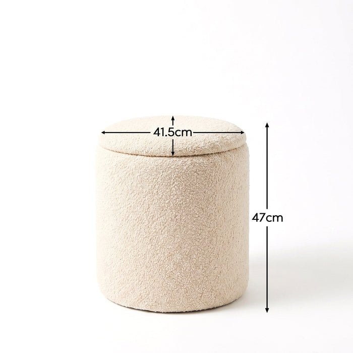 Abigail Storage Pouffe/Footstool - Light Beige Boucle - Laura James