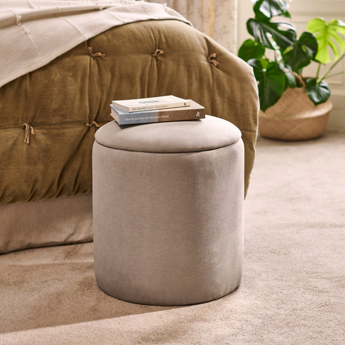 Abigail Storage Pouffe/Footstool - Soft Beige - Laura James