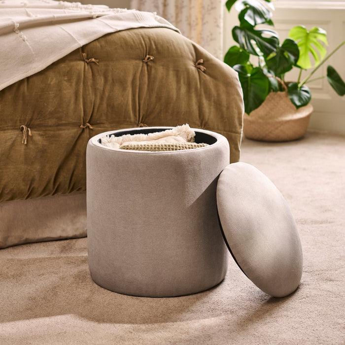 Abigail Storage Pouffe/Footstool - Soft Beige - Laura James