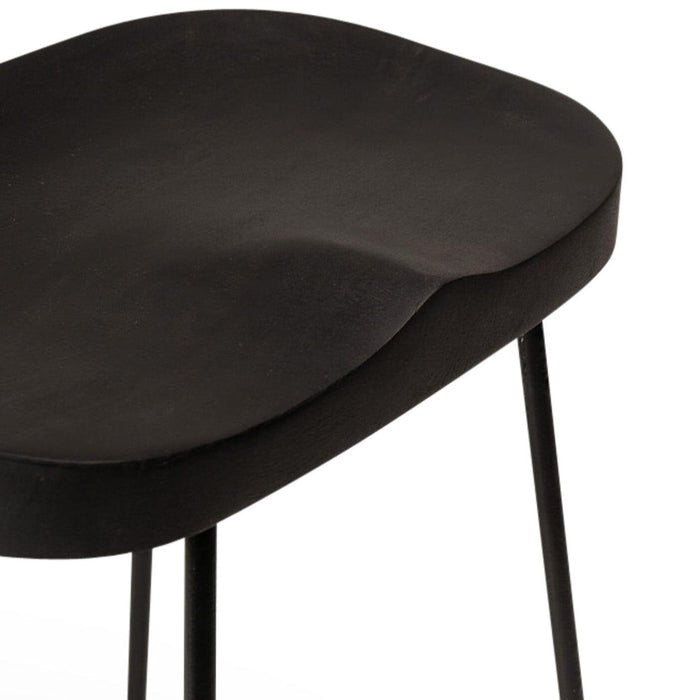 Aiden Black Mango Wood Backless Bar Stool - Set of 2