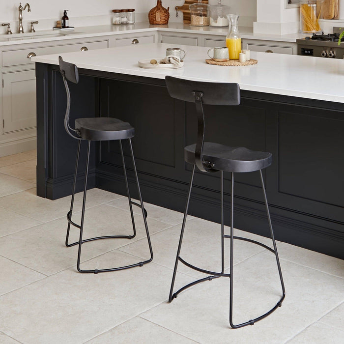 Aiden Black Mango Wood Bar Stool - Set of 2 - Laura James