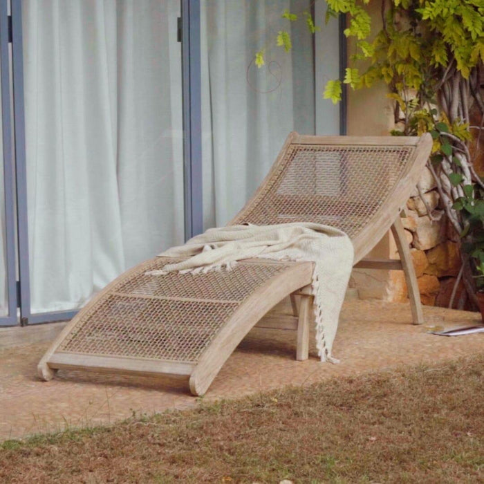 Akira Wooden Garden Rope Folding Sun Lounger