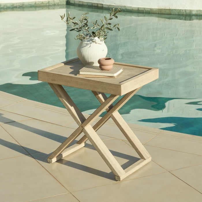 Akira Brushed Light Acacia Side Table - Laura James