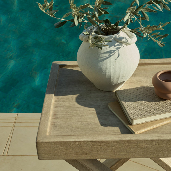 Akira Brushed Light Acacia Side Table - Laura James