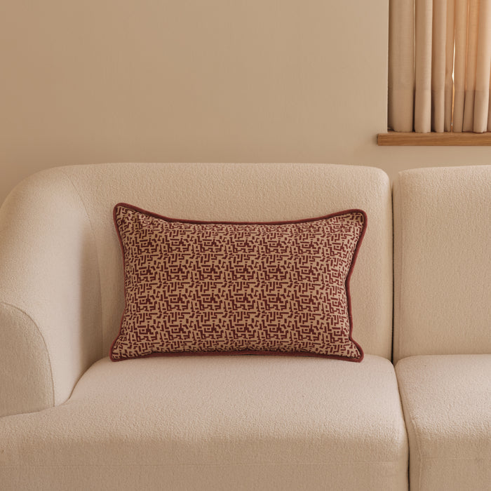 Aldeburgh 35x55cm Cushion Cover - Russet Red Abstract - Laura James