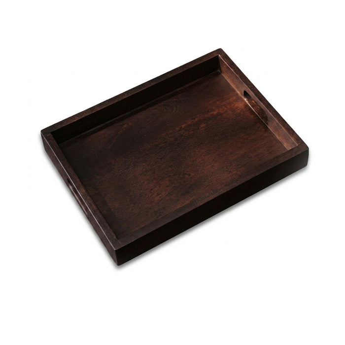 Alder 40cm Rectangular Wooden Tray - Coffee Brown - Laura James