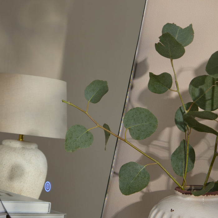 Alder 86x52cm Glass LED Pebble Mirror - Frameless