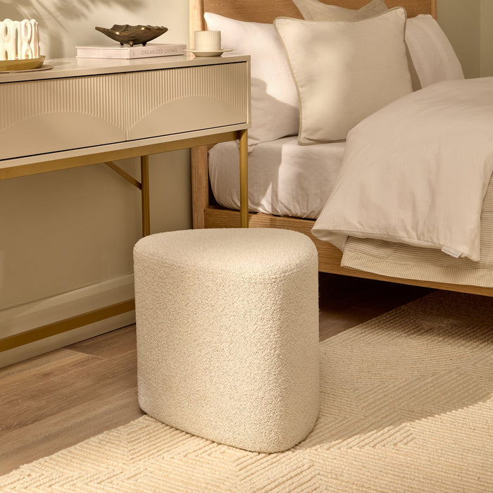 Alder Footstool - Oat Boucle - Laura James