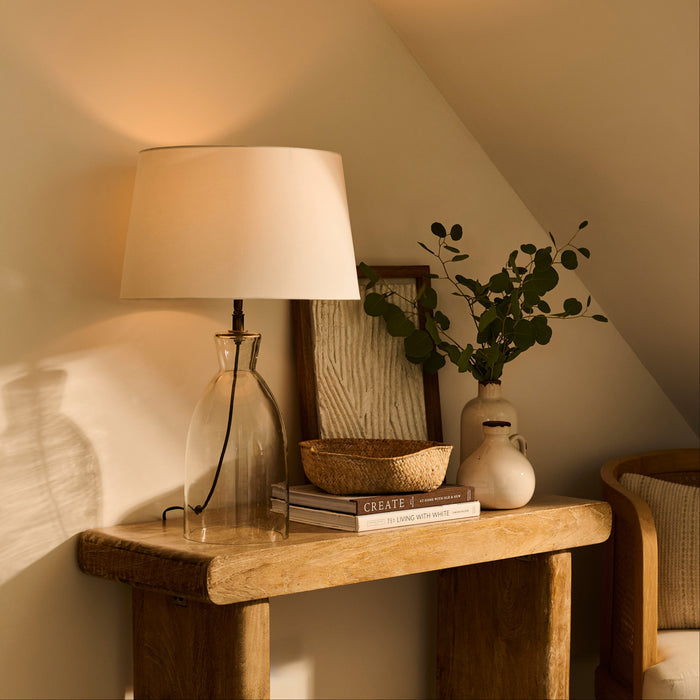 Aldsworth 35cm Table Lamp with Coningsby 40cm Cotton Lamp Shade - Snow White - Laura James