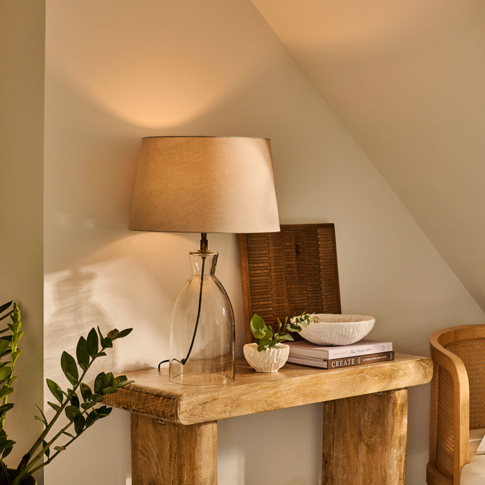Aldsworth 35cm Table Lamp with Coningsby 40cm Cotton Lamp Shade - Taupe - Laura James