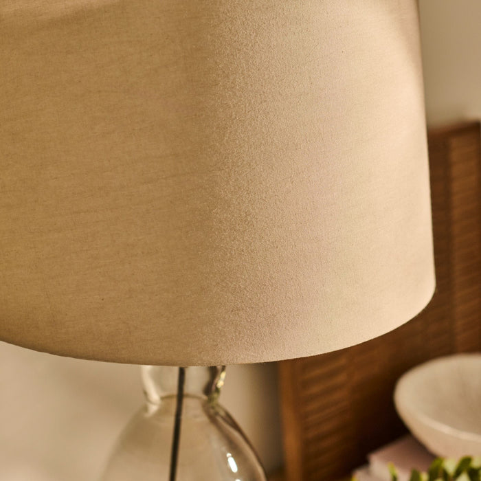 Aldsworth 35cm Table Lamp with Coningsby 40cm Cotton Lamp Shade - Taupe - Laura James