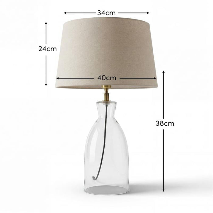 Aldsworth 35cm Table Lamp with Coningsby 40cm Cotton Lamp Shade - Taupe - Laura James
