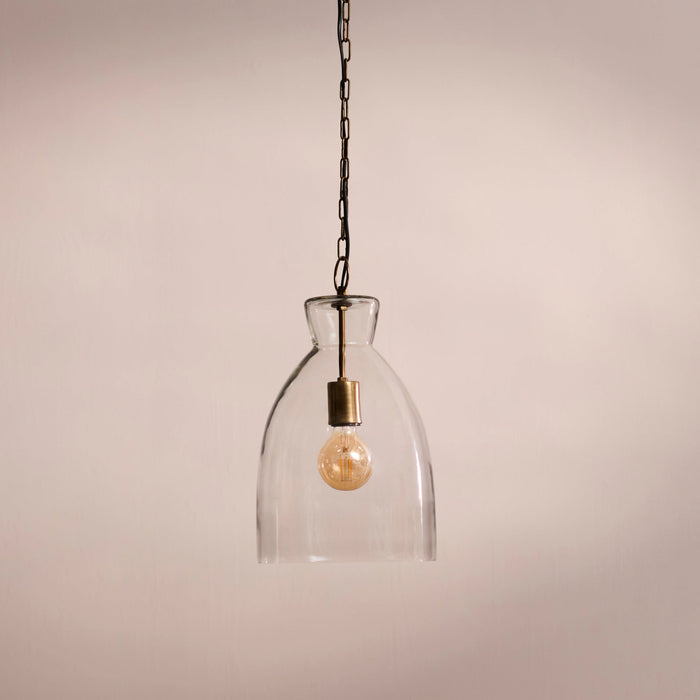 Aldsworth 37cm Glass Pendant Light - Gold with Clear Glass - Laura James