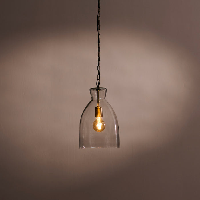Aldsworth 37cm Glass Pendant Light - Gold with Clear Glass - Laura James