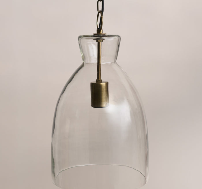 Aldsworth 37cm Glass Pendant Light - Gold with Clear Glass - Laura James