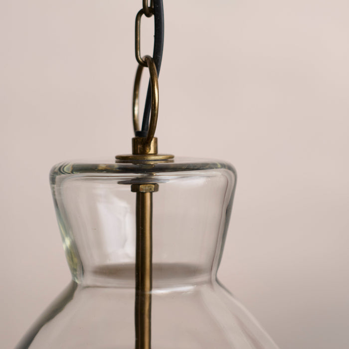 Aldsworth 37cm Glass Pendant Light - Gold with Clear Glass - Laura James