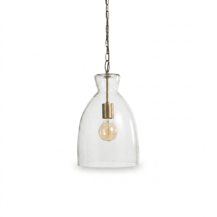 Aldsworth 37cm Glass Pendant Light - Gold with Clear Glass - Laura James