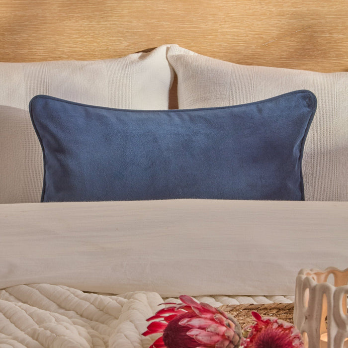 Alford 35x55cm Velvet Piped Edge Scatter Cushion Cover - Ink Blue - Laura James