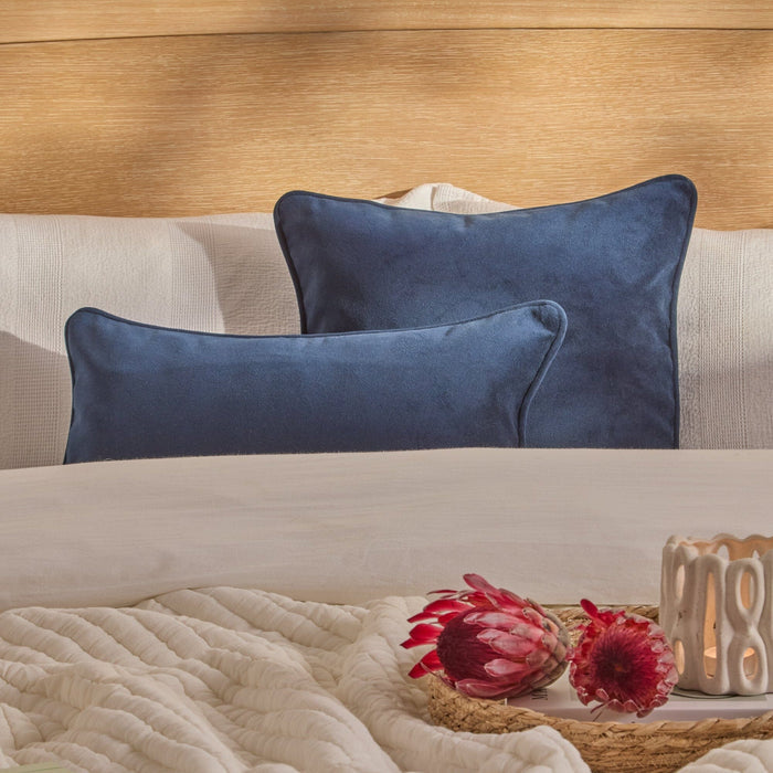 Alford 35x55cm Velvet Piped Edge Scatter Cushion Cover - Ink Blue - Laura James