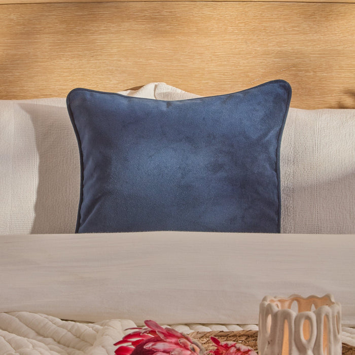 Alford 45x45cm Velvet Piped Edge Scatter Cushion Cover - Ink Blue - Laura James