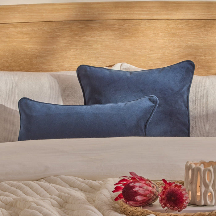 Alford 45x45cm Velvet Piped Edge Scatter Cushion Cover - Ink Blue - Laura James