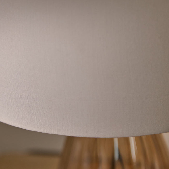 Alma 23cm Glass Lamp Base - Champagne & Coningsby 30cm Cotton Lamp Shade - Snow White - Laura James