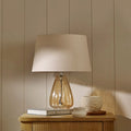 Alma 23cm Champagne Glass Table Lamp & Coningsby Taupe Cotton Lampshade - 30cm - Laura James