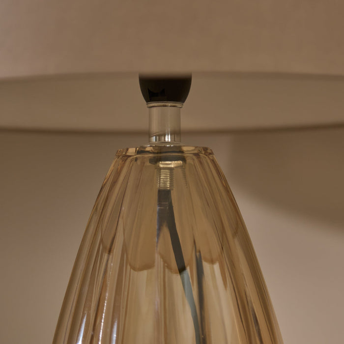 Alma 23cm Glass Lamp Base - Champagne & Coningsby 30cm Cotton Lamp Shade - Taupe - Laura James