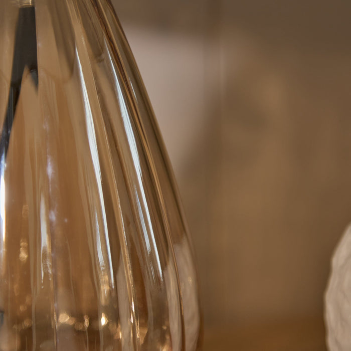 Alma 23cm Glass Lamp Base - Champagne & Coningsby 30cm Cotton Lamp Shade - Taupe - Laura James