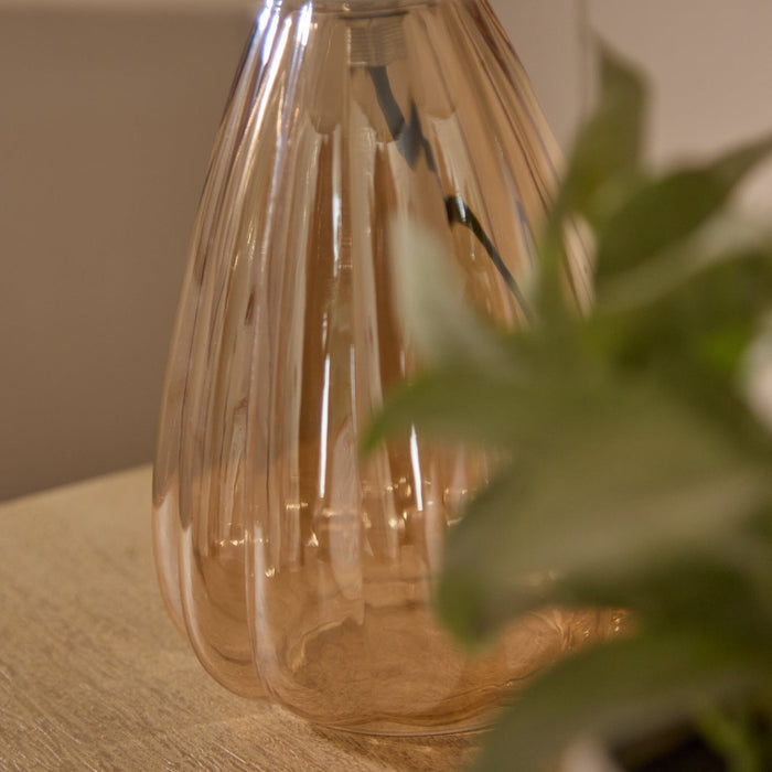 Alma 23cm Glass Lamp Base - Champagne & Coningsby 30cm Cotton Lamp Shade - Snow White - Laura James