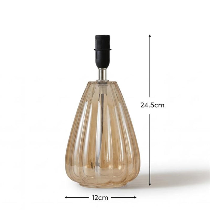 Alma 23cm Glass Lamp Base - Champagne & Coningsby 30cm Cotton Lamp Shade - Snow White - Laura James