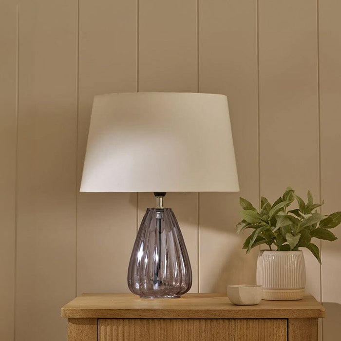 Alma 23cm Glass Lamp Base - Smoke Grey - Laura James