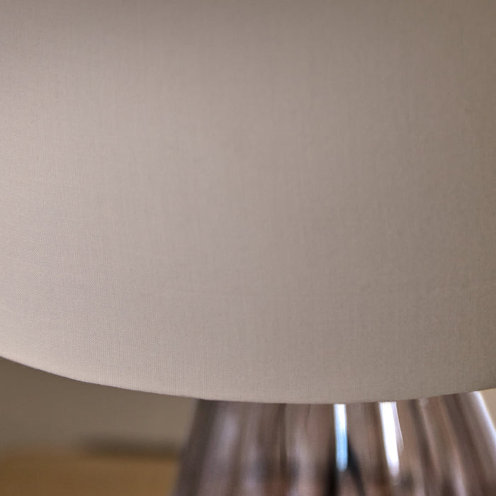 Alma 23cm Glass Lamp Base - Smoke Grey & Coningsby 30cm Cotton Lamp Shade - Snow White - Laura James