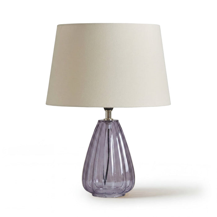 Alma 23cm Smoke Grey Glass Lamp & Coningsby Snow White Cotton Lampshade - 30cm - Laura James