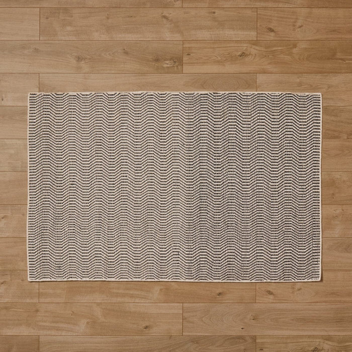 Alverton Clay and Black Geometric Wool and Cotton Rug - Laura James