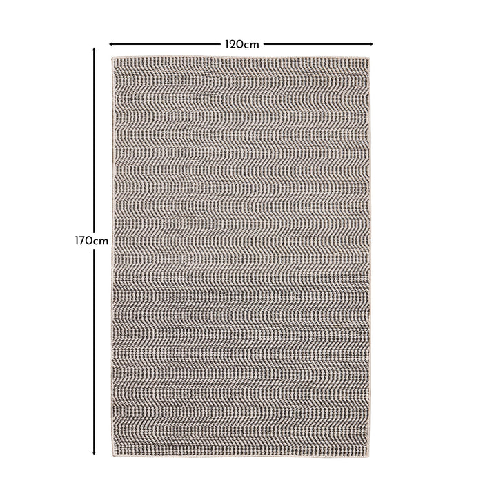 Alverton Clay & Black Geometric Wool with Cotton Rug - 120 x 170cm