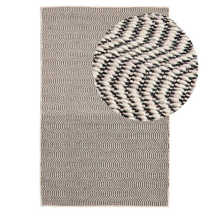 Alverton Clay & Black Geometric Wool with Cotton Rug - 160 x 230cm - Laura James
