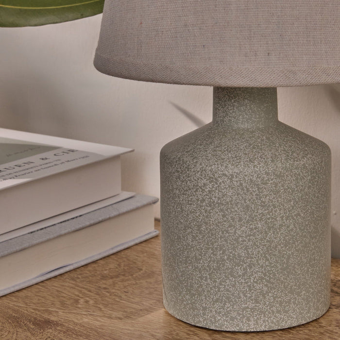 Amberley 28cm Ceramic Table Lamp - Natural with Off White Polyester Shade - Laura James