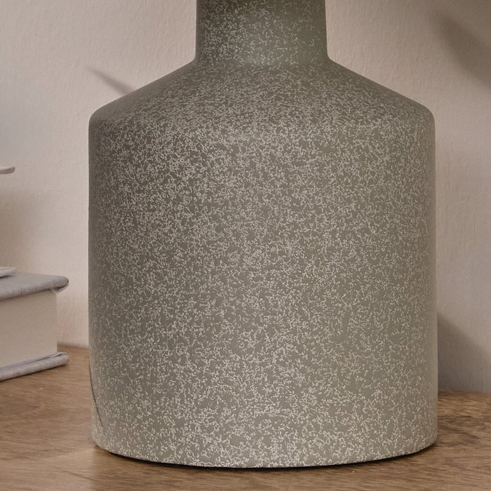 Amberley 28cm Ceramic Table Lamp - Natural with Off White Polyester Shade - Laura James