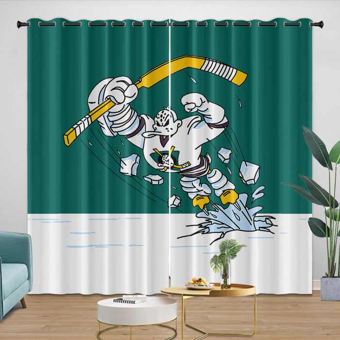 Anaheim Ducks Curtains Pattern Blackout Window Drapes Room Decoration
